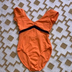 Class In Dancewear orange cap sleeve leotard